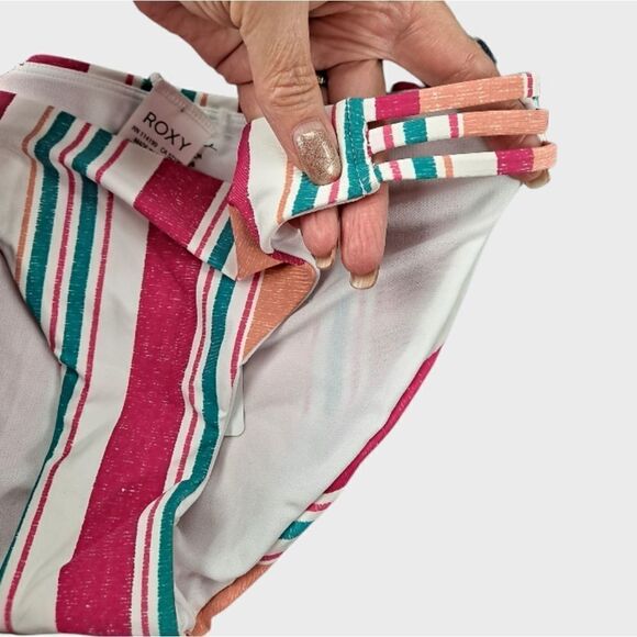 ROXY Printed Beach Classics Bikini Full Bottom Striped Multicolored XSmall - Picture 3 of 8